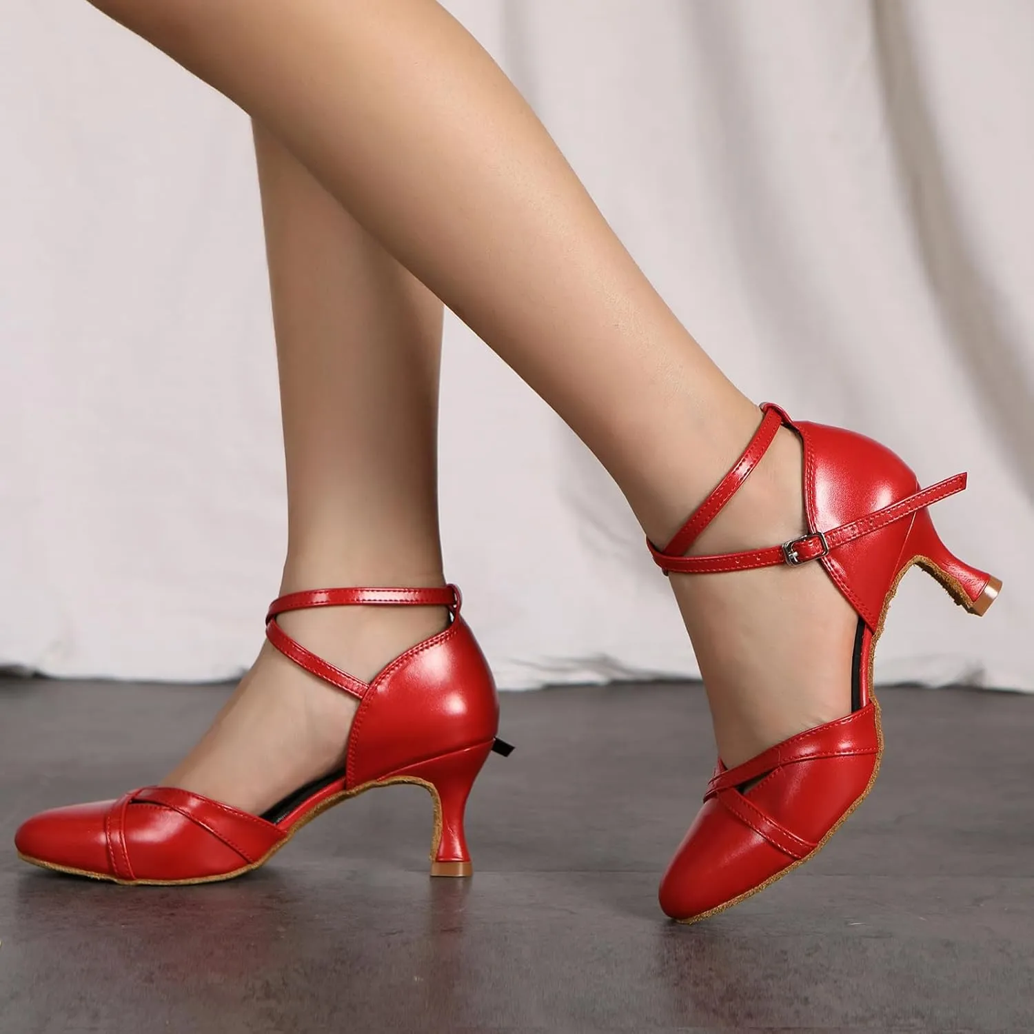 Women Ballroom Dance Shoes Closed Toe Performence Practice Tango Latin Salsa Modern Waltz Character Dance Shoes,model L618-6cm Heel