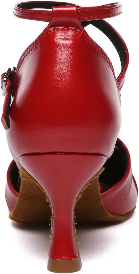 Women Ballroom Dance Shoes Closed Toe Performence Practice Tango Latin Salsa Modern Waltz Character Dance Shoes,model L618-6cm Heel