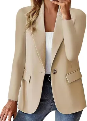 Women Business Blazer Loose Lightweigth Open Front Summer Jackets Long Sleeve Workfice Jacket Blazer Outfits