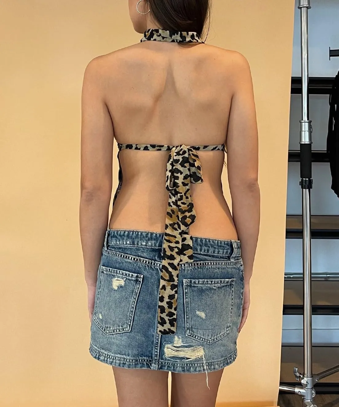 Women Halter Tank Tops with Scarf Y2K Polka Dot Print Camisole Sexy Tie Up Backless Going Out Crop Top