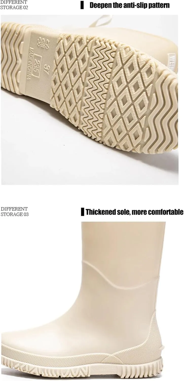 Women Men High Tube Rain Boots Cotton Warm Waterproof Rubber Boots Outdoor Water