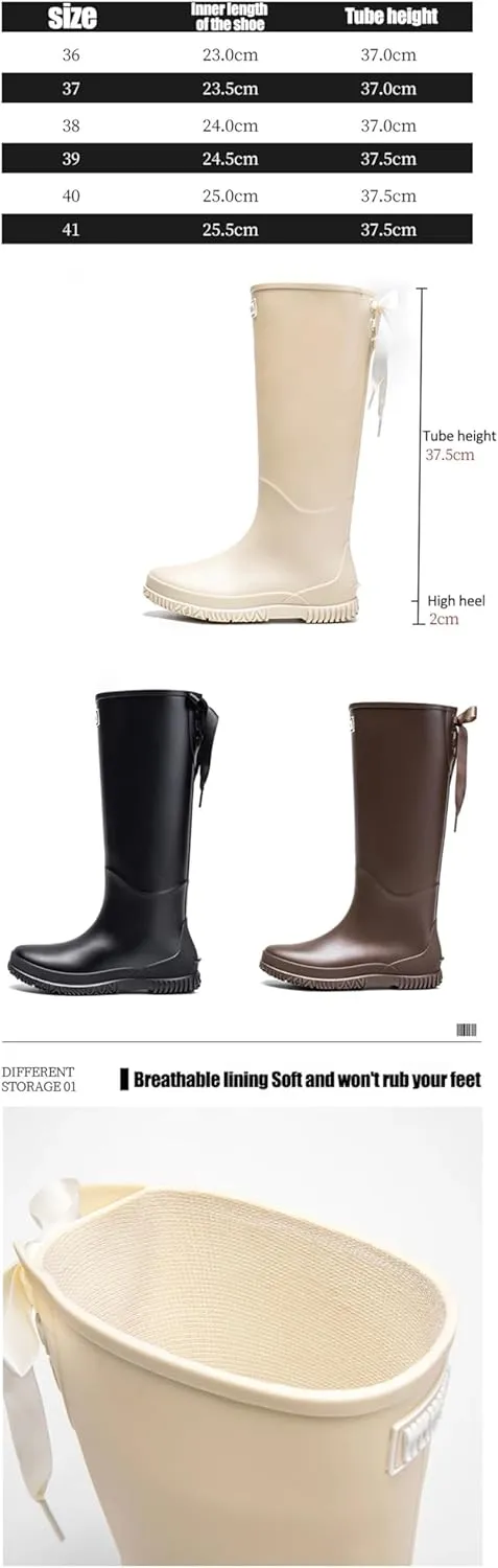 Women Men High Tube Rain Boots Cotton Warm Waterproof Rubber Boots Outdoor Water