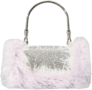 Women Ostrich Feather Evening Bag Dazzling Rhinestone Shoulder Bag Vintage Party Wedding Handbag Clutch Purse 2025
