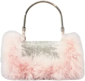 Women Ostrich Feather Evening Bag Dazzling Rhinestone Shoulder Bag Vintage Party Wedding Handbag Clutch Purse 2025