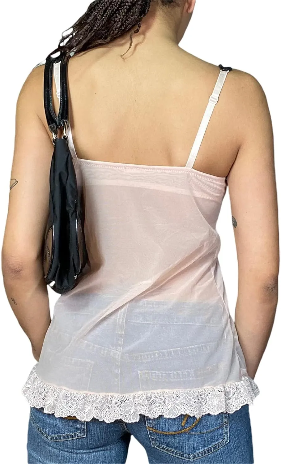Women Ruffles Spaghetti Strap Crop Tops Sleeveless Backless Frill Peplum Crop Cami Tops Y2k Babydoll Camisole Tank Tops