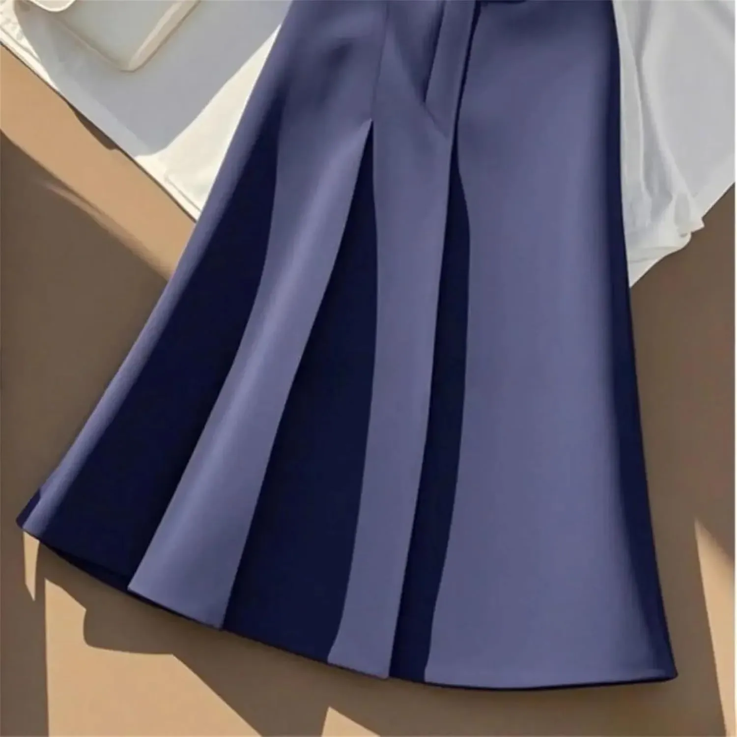 Women Slim Skirt Women High Waist A-Line Pleated Wrapped Hip Skirts Fashion Midi Skirts with Belt Women's Skirts