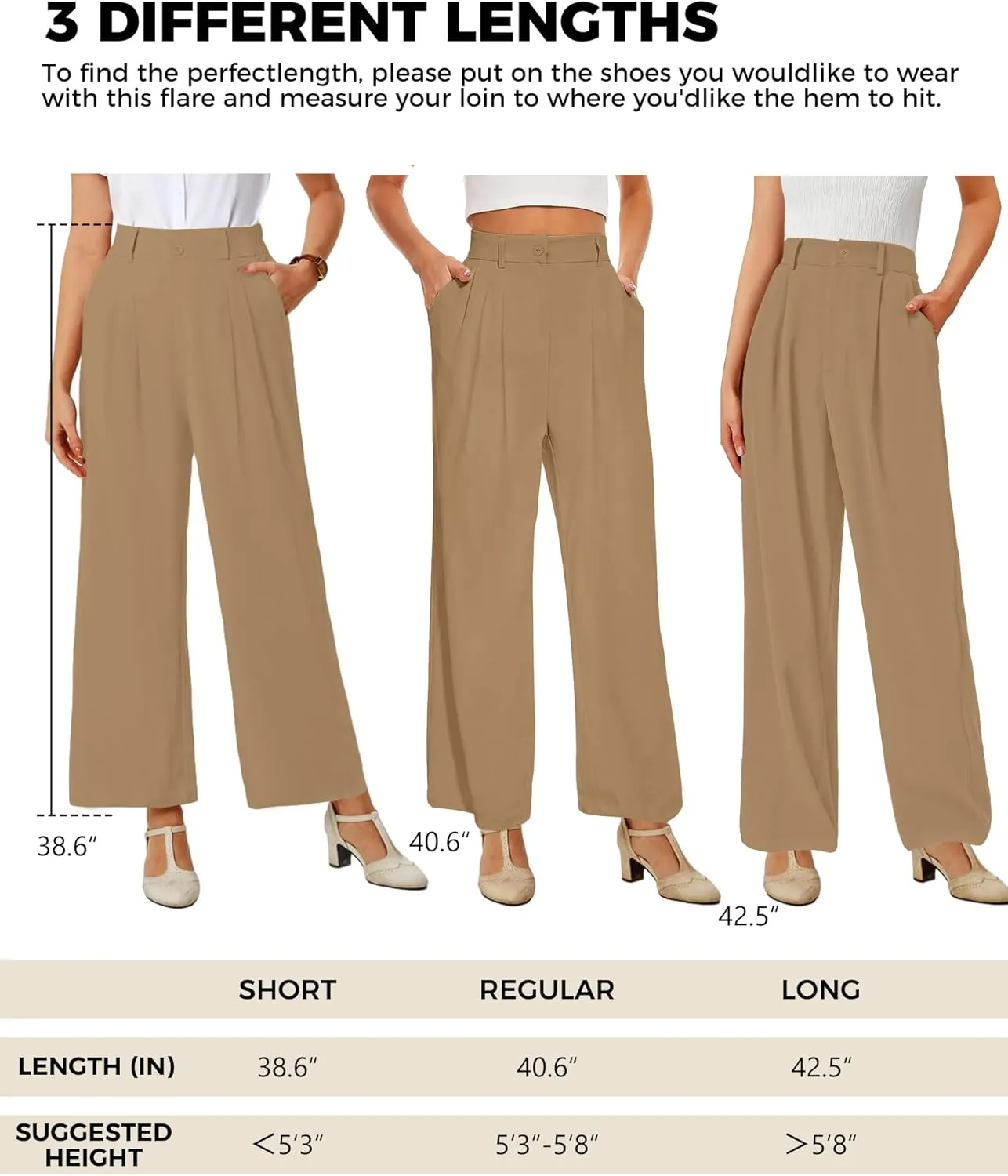 Women Straight Wide Leg Dress Pants for Women High Waist Office Business Casual Trousers Pants with Pockets 2024