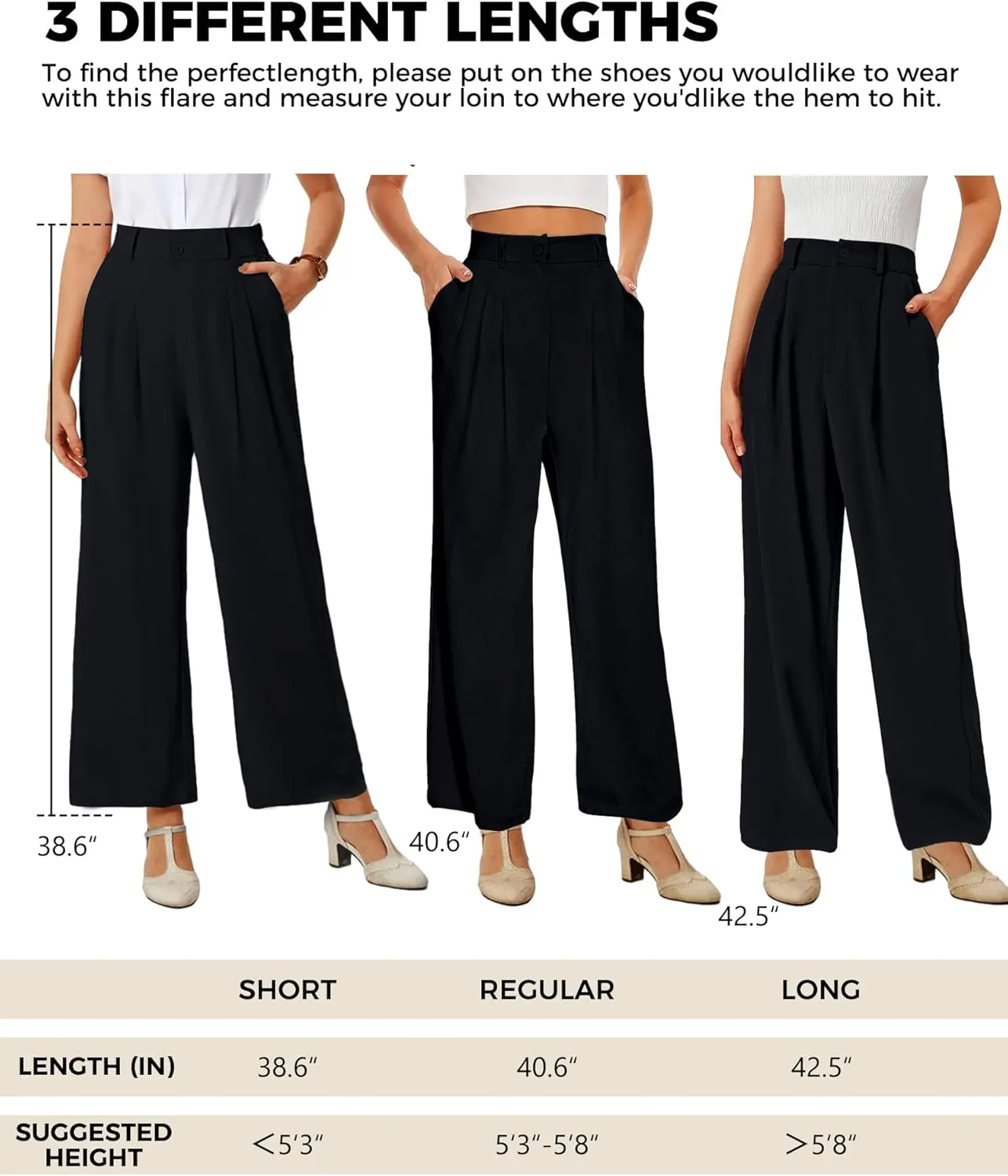 Women Straight Wide Leg Dress Pants for Women High Waist Office Business Casual Trousers Pants with Pockets 2024