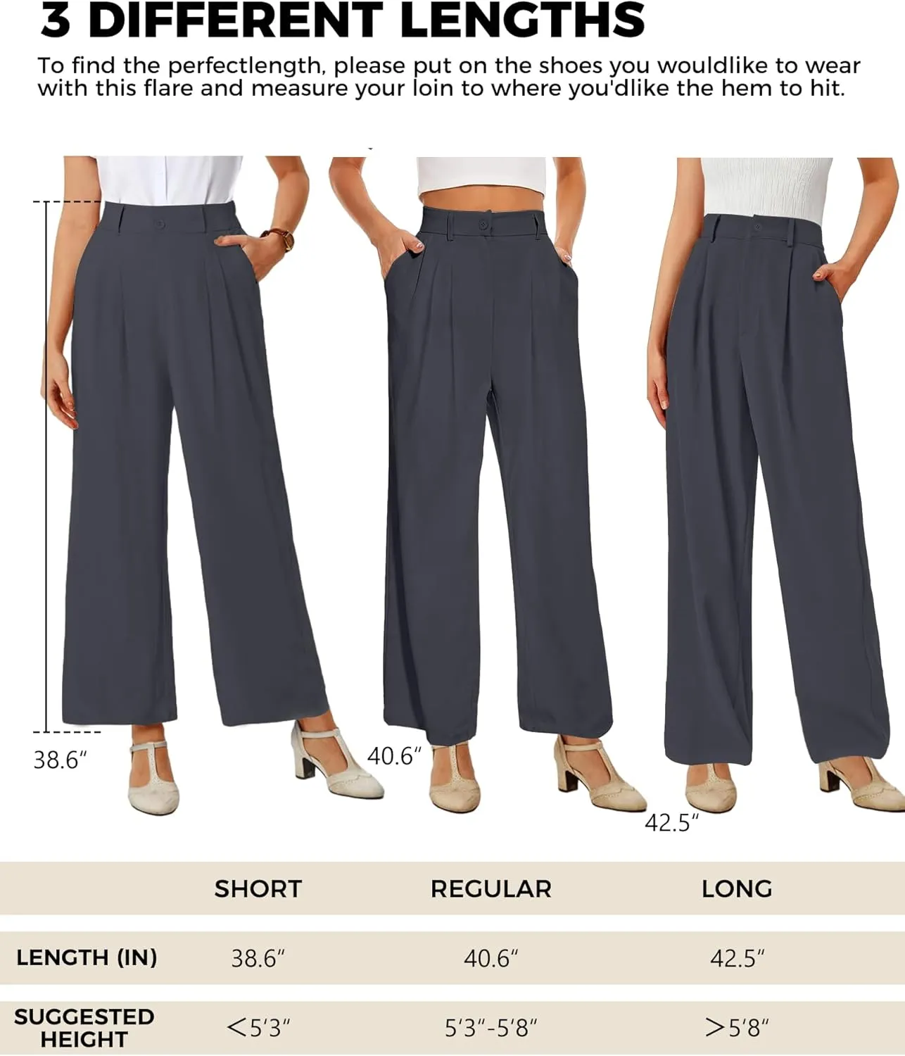 Women Straight Wide Leg Dress Pants for Women High Waist Office Business Casual Trousers Pants with Pockets 2024
