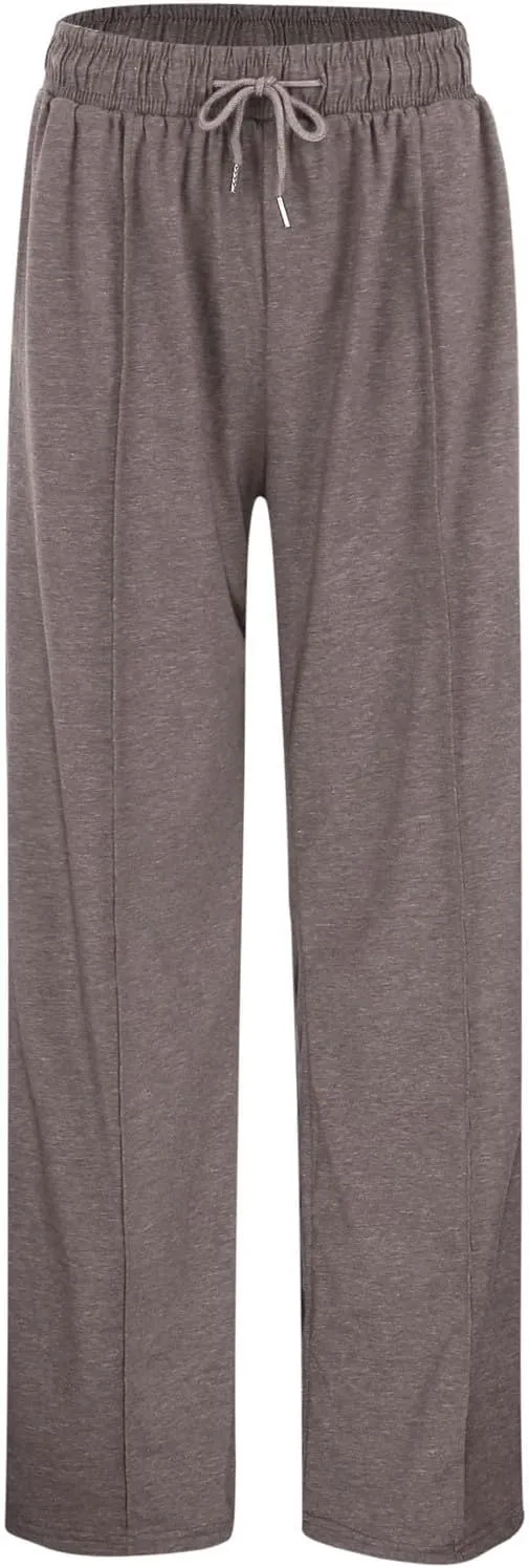 Women Wide Leg Sweatpant High Waisted Cotton Baggy Casual Drawstring Waist Yoga Joggers Pants with Pockets