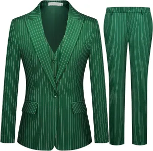 Women's 3 Piece Striped Suit One Button Slim Fit Business Work Professional Blazer Jacket Vest Pants Set