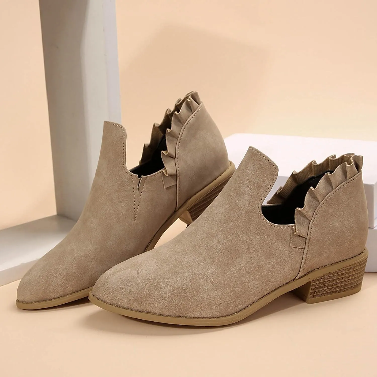 Womens Ankle Boots Low Heel Chelsea Boots Women Women's Ankle Boot Pointed Toe Pull on Fashion Riding Boots For Women