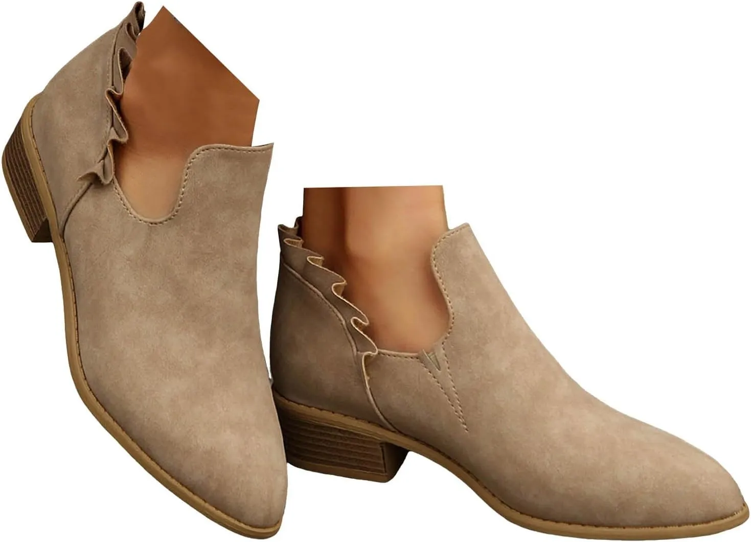 Womens Ankle Boots Low Heel Chelsea Boots Women Women's Ankle Boot Pointed Toe Pull on Fashion Riding Boots For Women