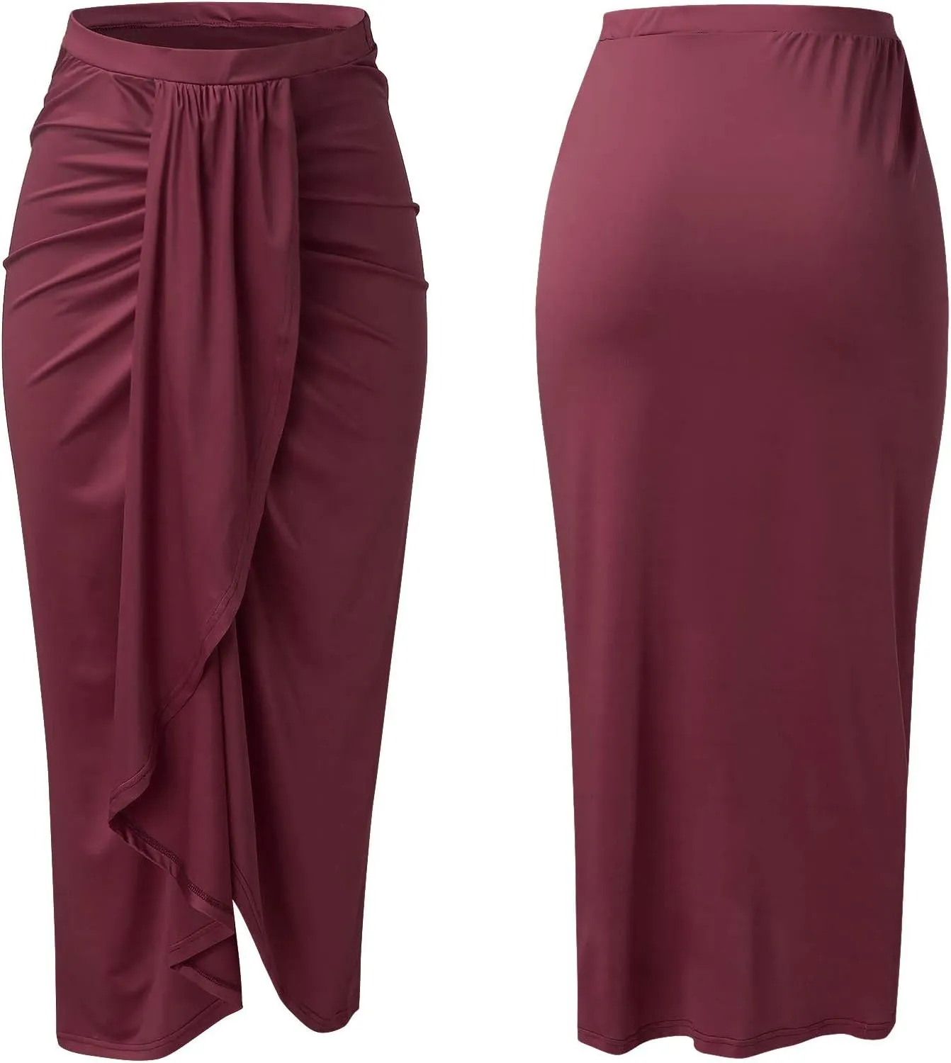 Womens Asymmetrical Solid Split Wrap High Low Casual Pleated Maxi Skirt Holiday Skirt High Rise Summer Skirt 2023