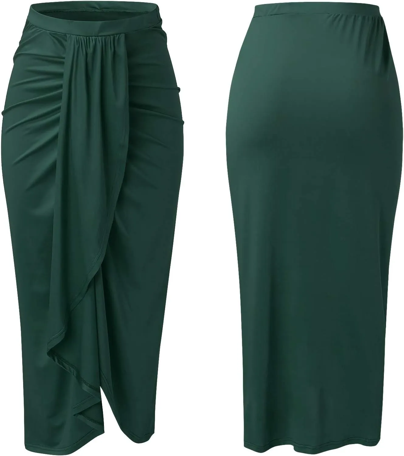 Womens Asymmetrical Solid Split Wrap High Low Casual Pleated Maxi Skirt Holiday Skirt High Rise Summer Skirt 2023