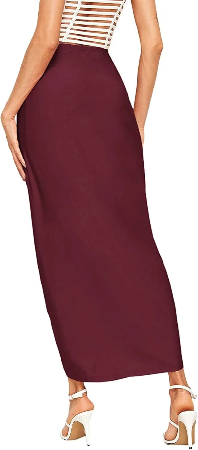 Womens Asymmetrical Solid Split Wrap High Low Casual Pleated Maxi Skirt Holiday Skirt High Rise Summer Skirt 2023