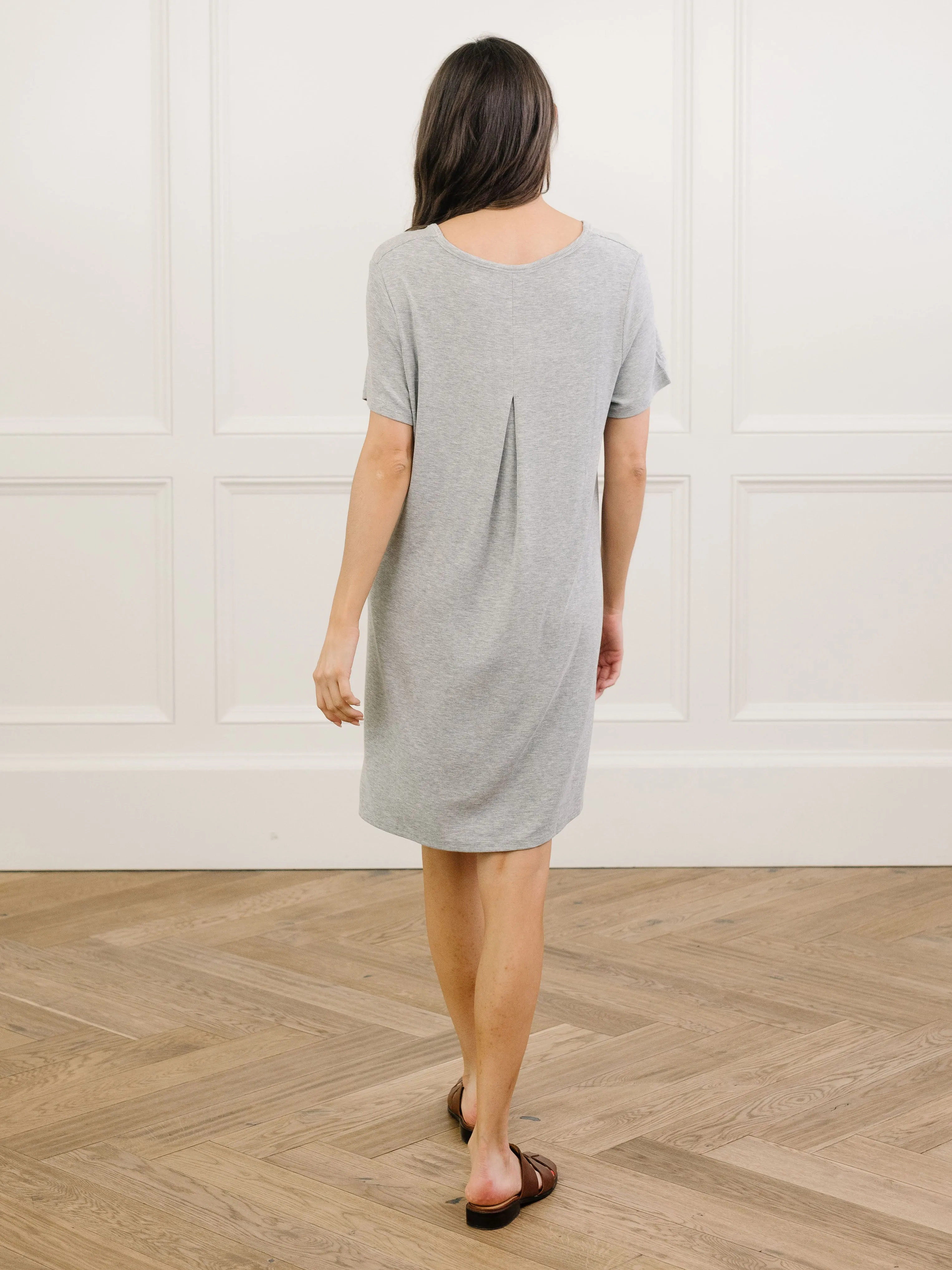 Womens Bamboo Rib-Knit Boyfriend Sleep Dress