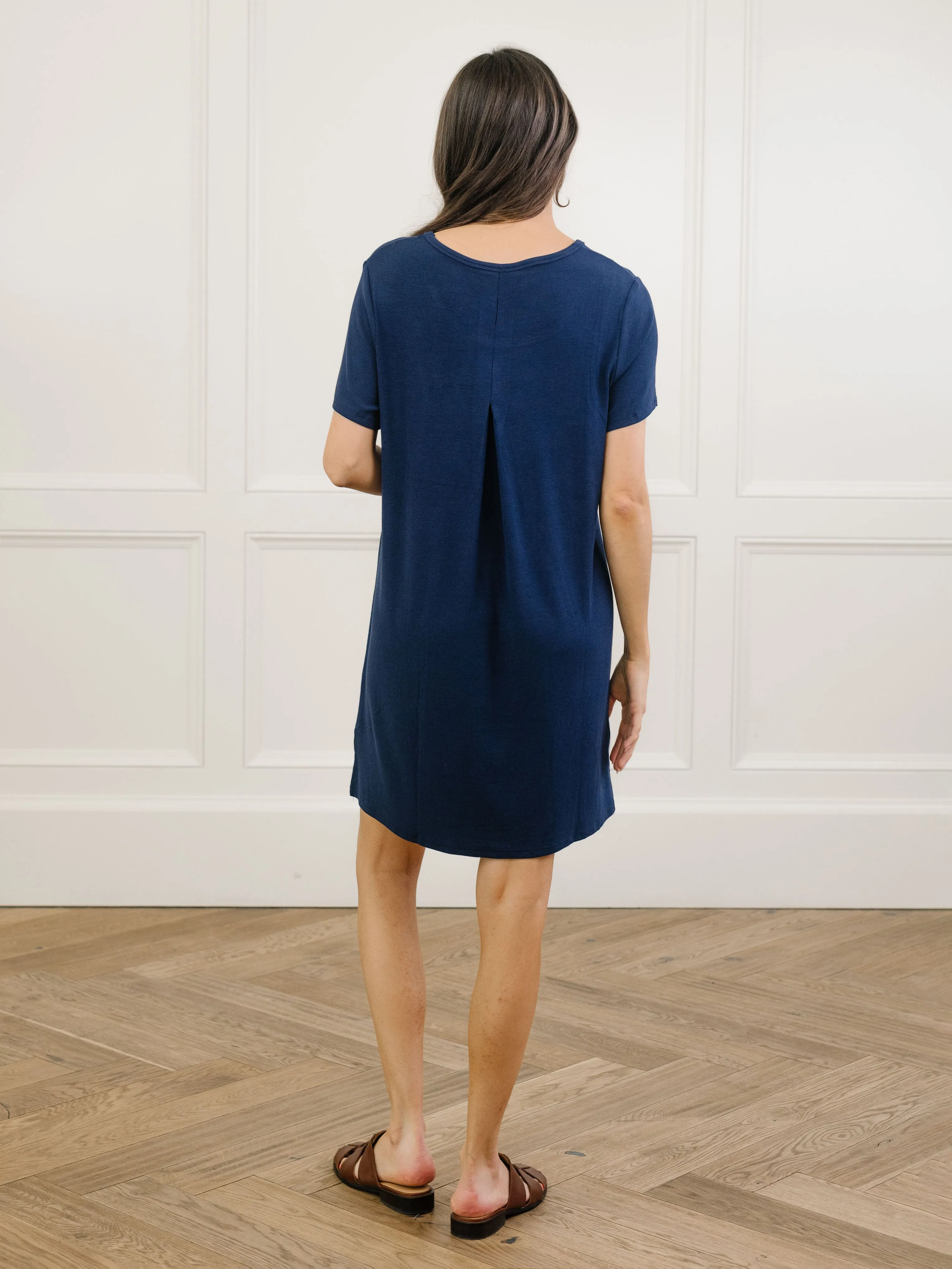 Womens Bamboo Rib-Knit Boyfriend Sleep Dress