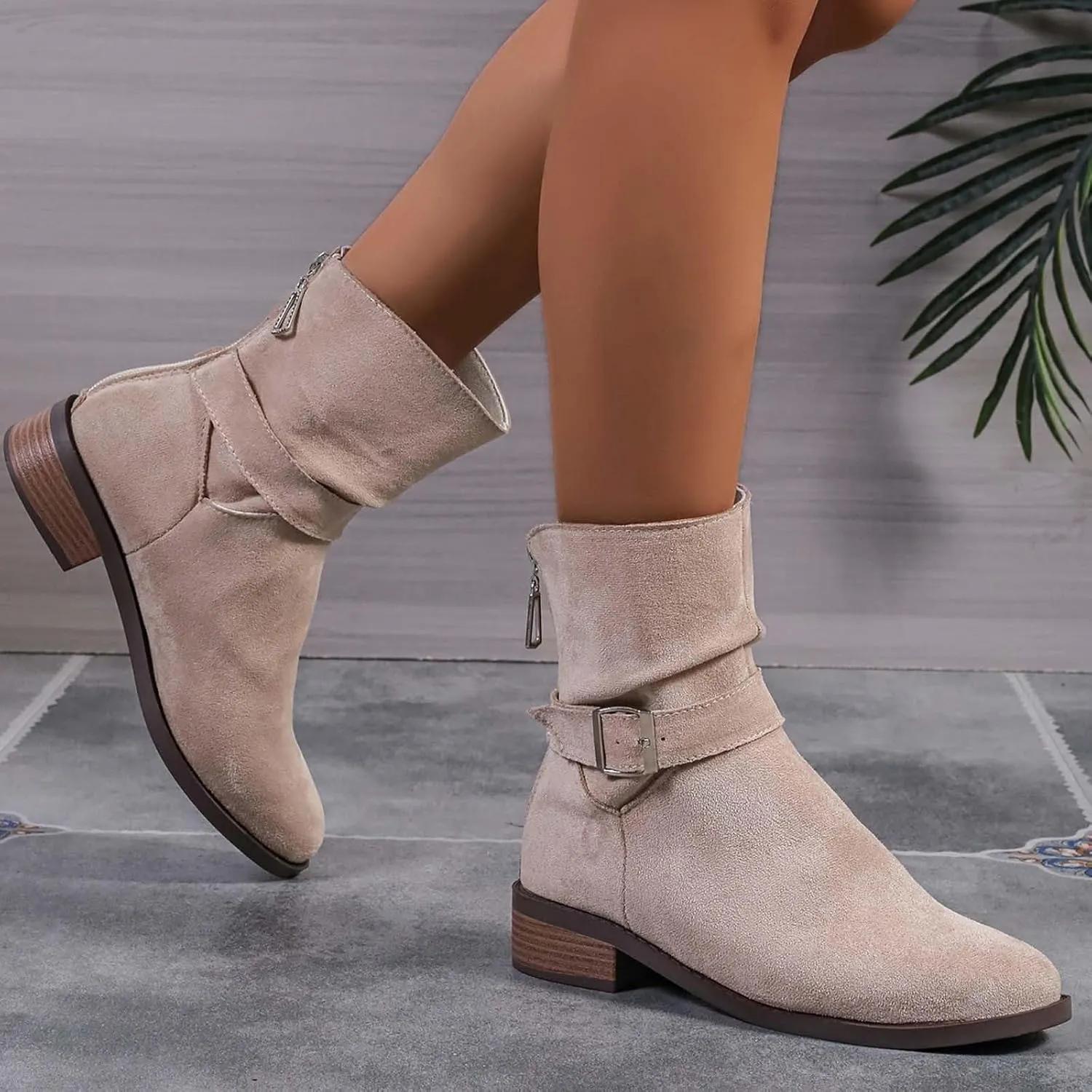 Womens Booties Low Heel Black Work Boots Women Botines Negros Para Mujer Black Boots for Women Black Wedge Ankle Boots for Women Womens Wide Toe Box Ankle Booties