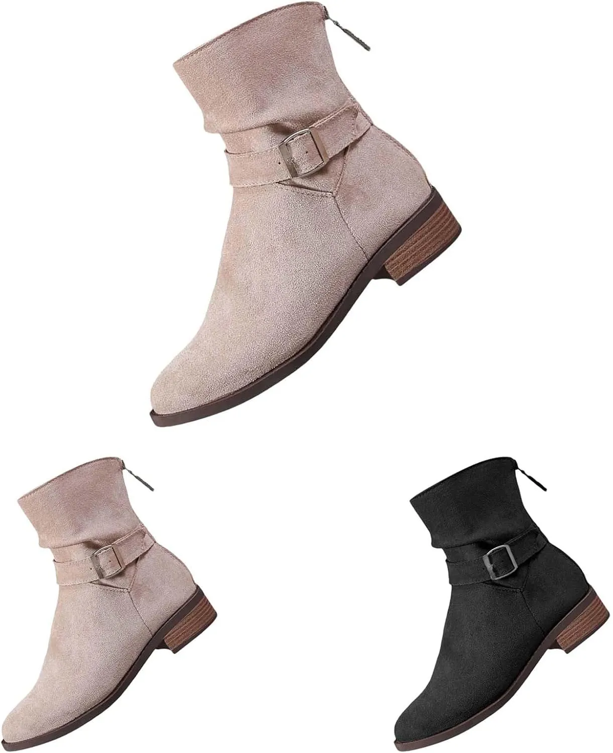 Womens Booties Low Heel Black Work Boots Women Botines Negros Para Mujer Black Boots for Women Black Wedge Ankle Boots for Women Womens Wide Toe Box Ankle Booties
