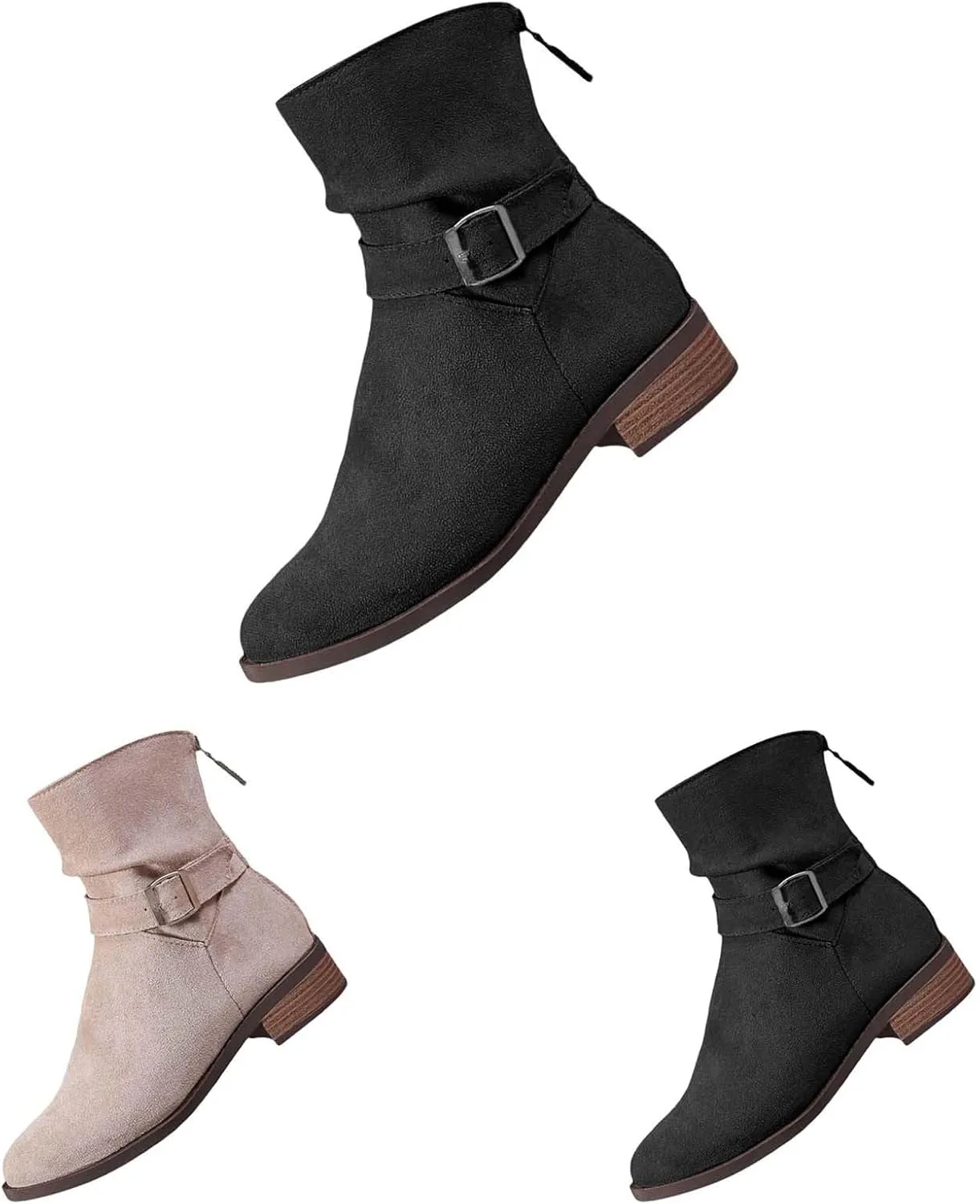 Womens Booties Low Heel Black Work Boots Women Botines Negros Para Mujer Black Boots for Women Black Wedge Ankle Boots for Women Womens Wide Toe Box Ankle Booties