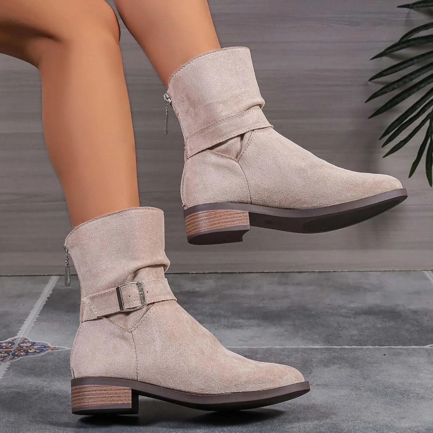 Womens Booties Low Heel Black Work Boots Women Botines Negros Para Mujer Black Boots for Women Black Wedge Ankle Boots for Women Womens Wide Toe Box Ankle Booties