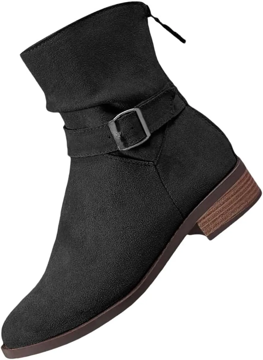 Womens Booties Low Heel Black Work Boots Women Botines Negros Para Mujer Black Boots for Women Black Wedge Ankle Boots for Women Womens Wide Toe Box Ankle Booties