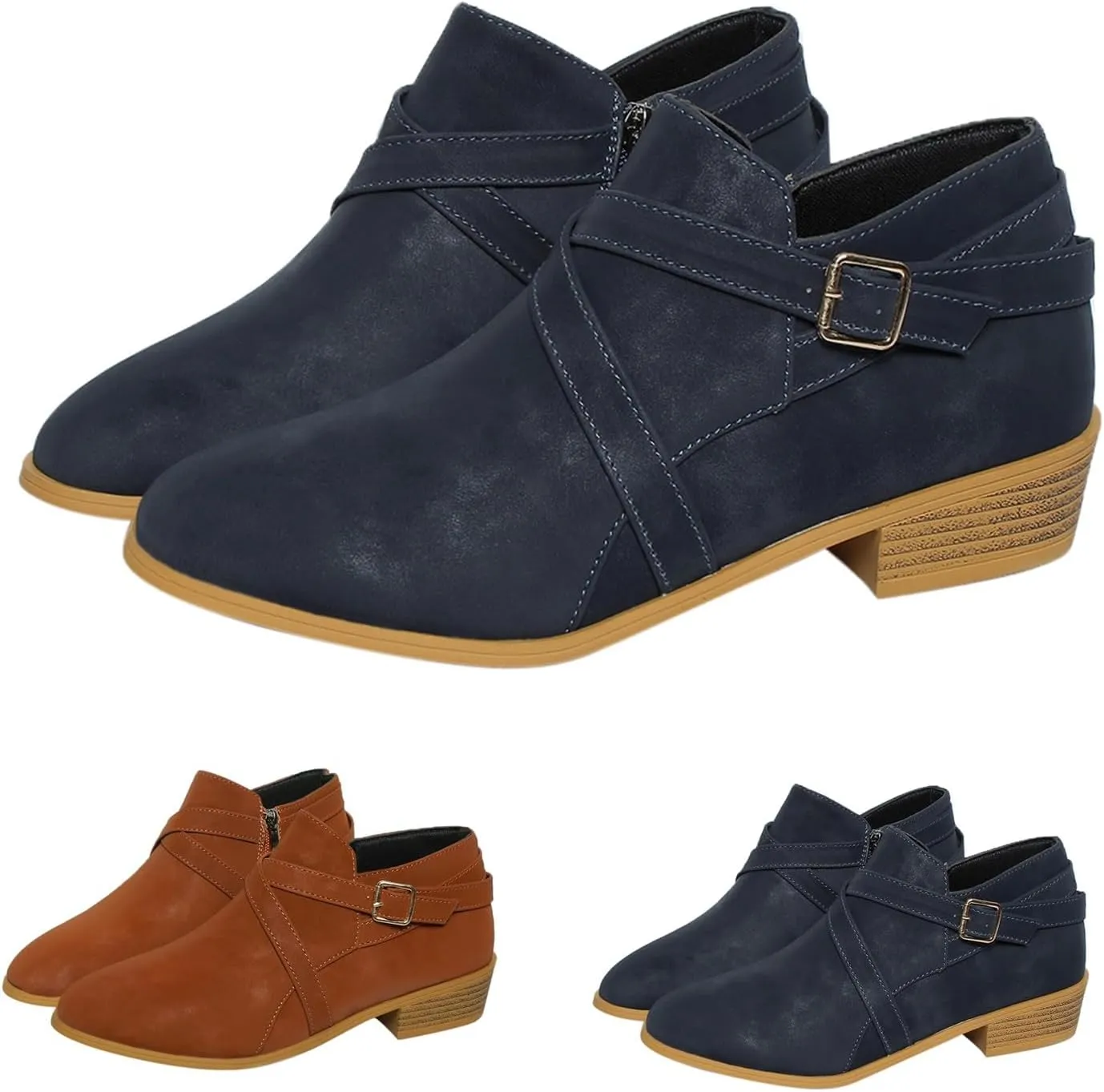 Womens Booties Low Heel Square Toe Ankle Boots Cowboy Boots for Women Mid Calf Womens Taupe Boots Womens Wide Width Booties and Ankle Boots Womens Wide Width Ankle Booties