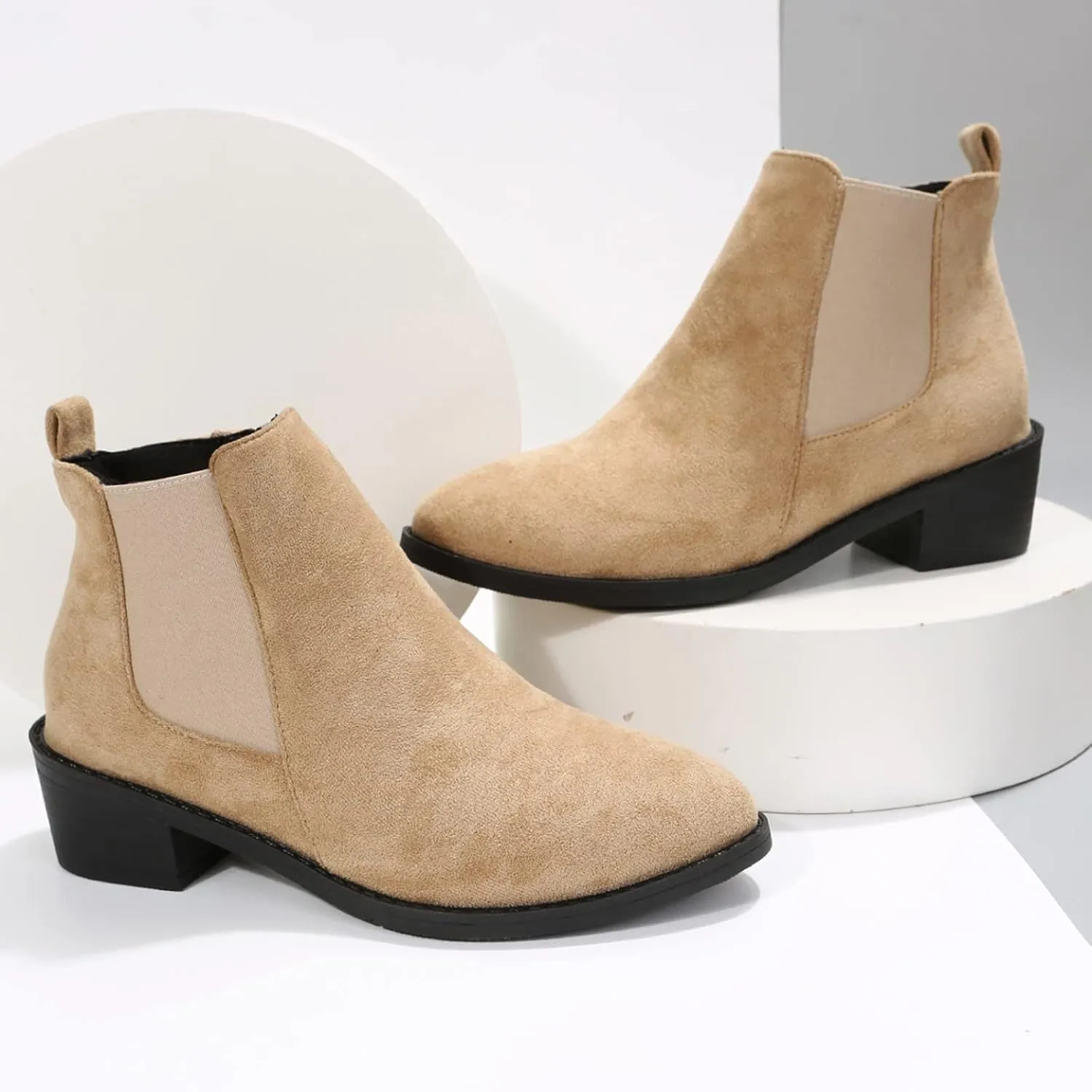 Womens Booties Low Heel Square Toe Ankle Boots Cowboy Boots for Women Mid Calf Womens Taupe Boots Womens Wide Width Booties and Ankle Boots Womens Wide Width Ankle Booties