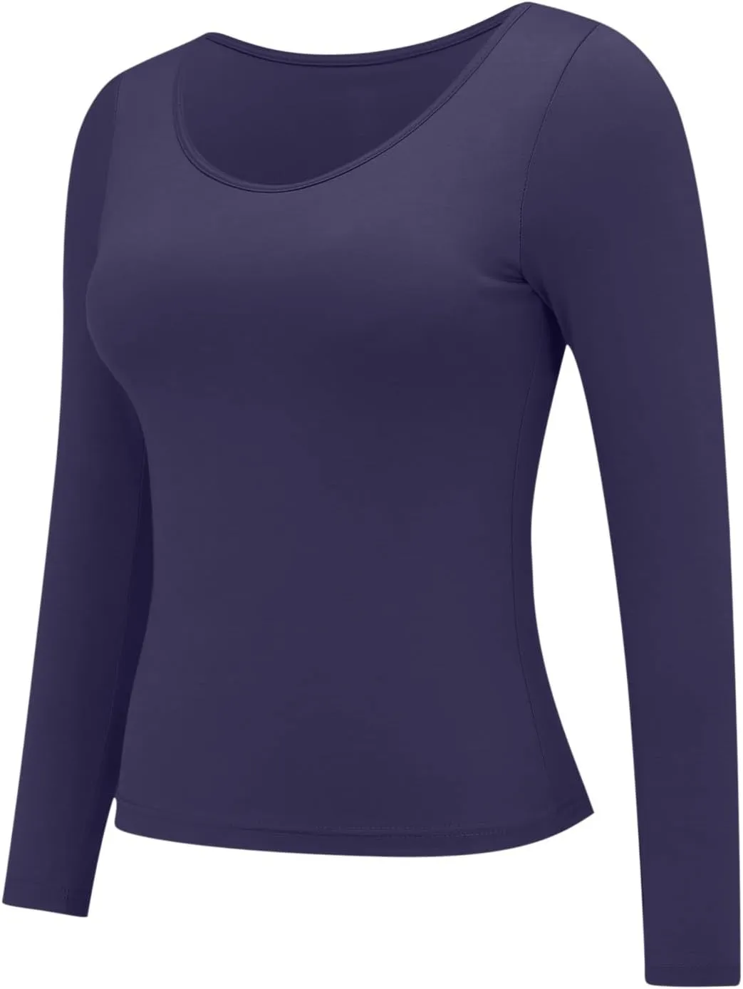 Womens Built-in Bra T-Shirt Padded Solid Color Long Sleeve Built in Bra Underwear Shirt Modal Sports Bra Workout Tops