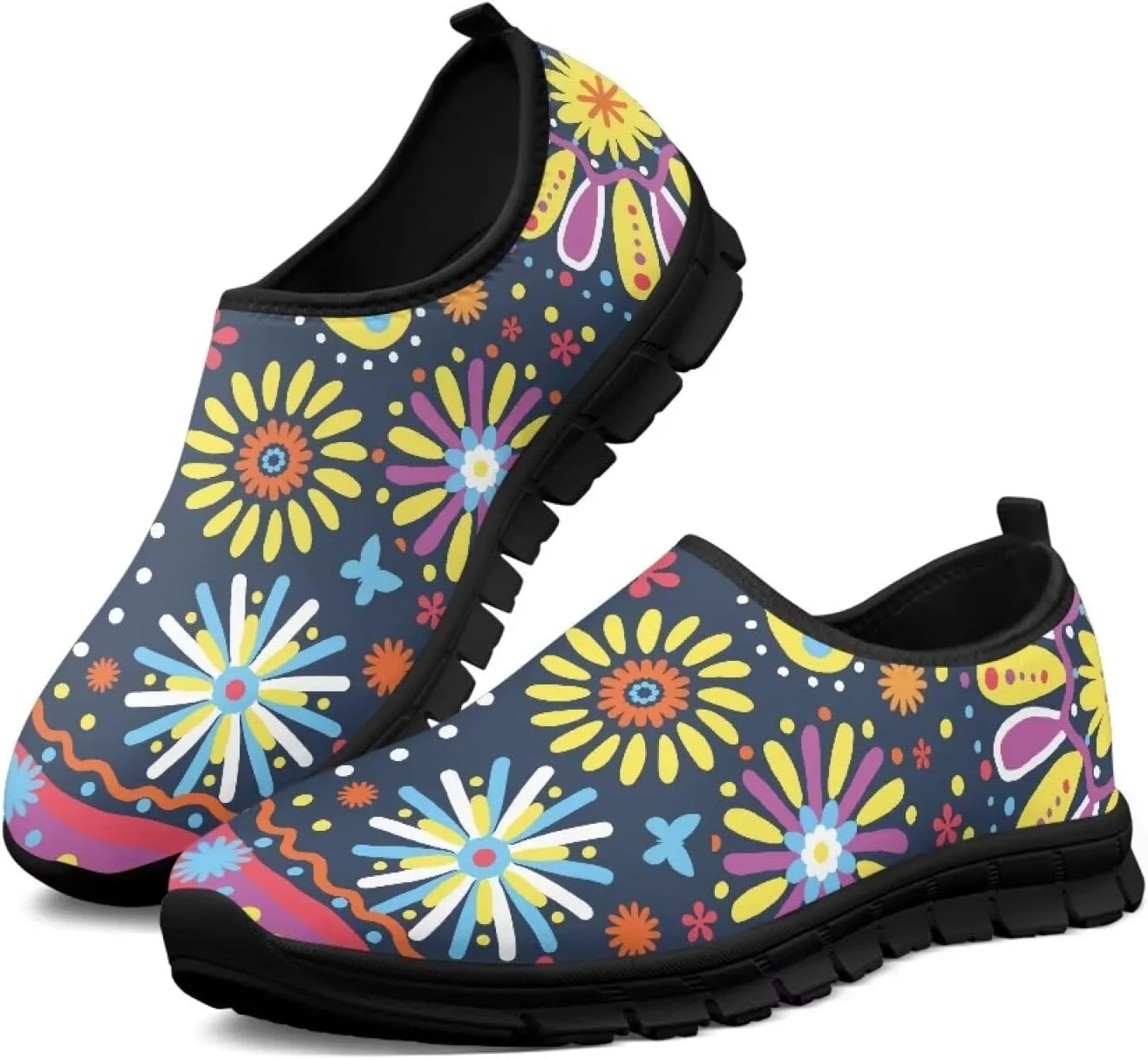 Womens Canvas Shoes Low Top Fashion Sneakers Slip on Walking ShoeBlack Sole