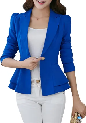 Women's Casual Petite Blazers Long Sleeve Solid Color T-Shirt Suit Office Elegant Blazers