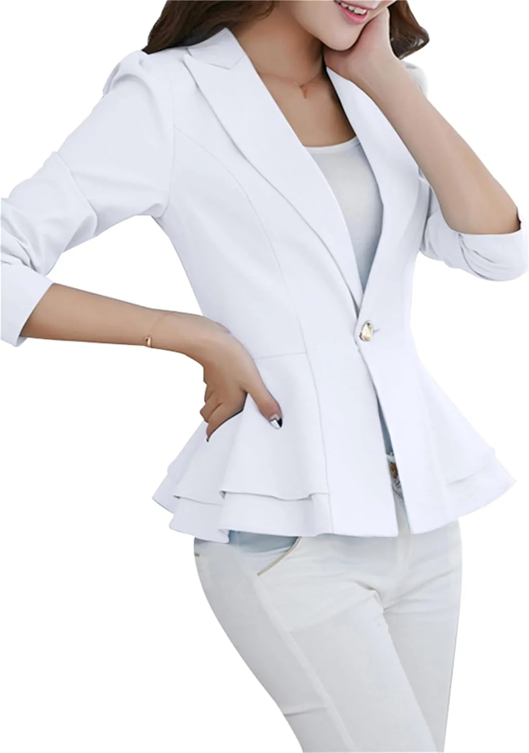Women's Casual Petite Blazers Long Sleeve Solid Color T-Shirt Suit Office Elegant Blazers