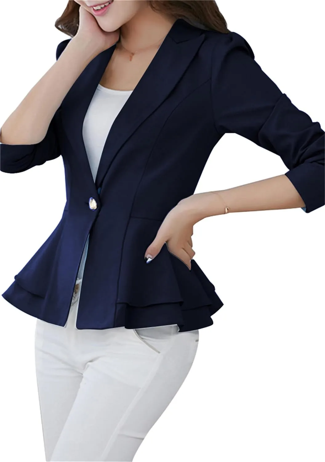 Women's Casual Petite Blazers Long Sleeve Solid Color T-Shirt Suit Office Elegant Blazers