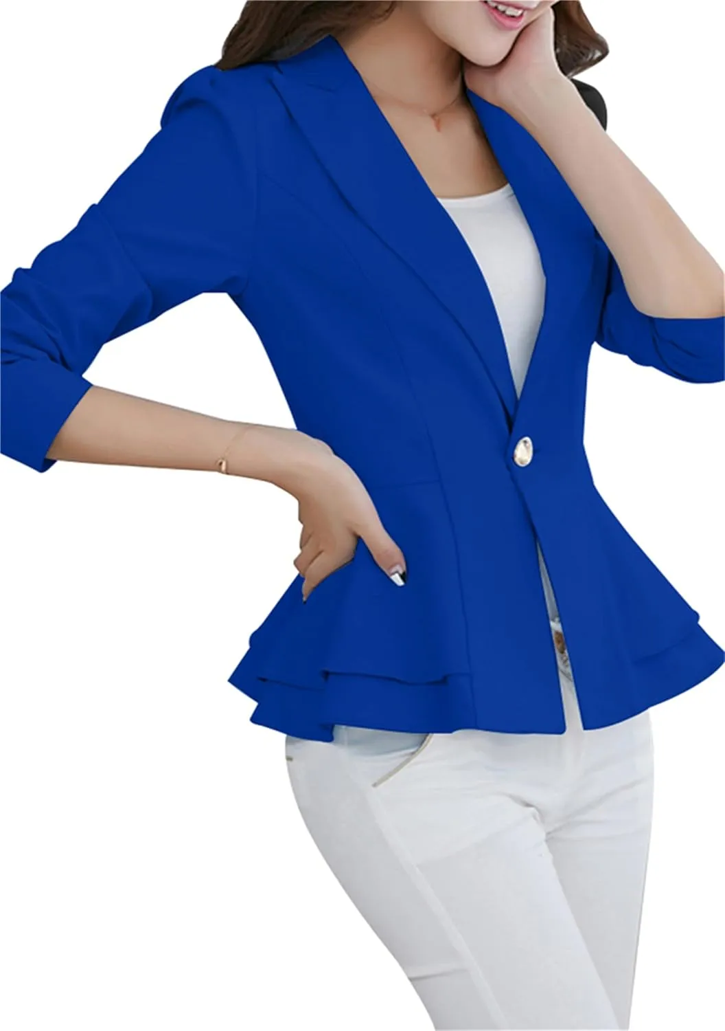 Women's Casual Petite Blazers Long Sleeve Solid Color T-Shirt Suit Office Elegant Blazers