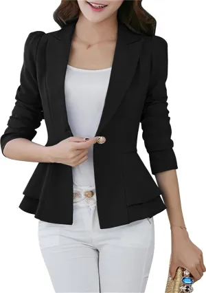 Women's Casual Petite Blazers Long Sleeve Solid Color T-Shirt Suit Office Elegant Blazers