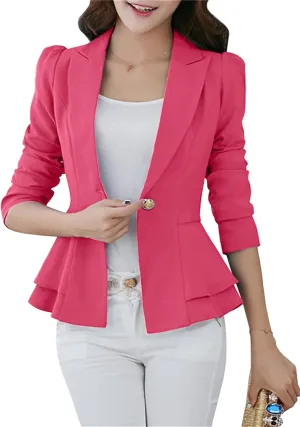 Women's Casual Petite Blazers Long Sleeve Solid Color T-Shirt Suit Office Elegant Blazers