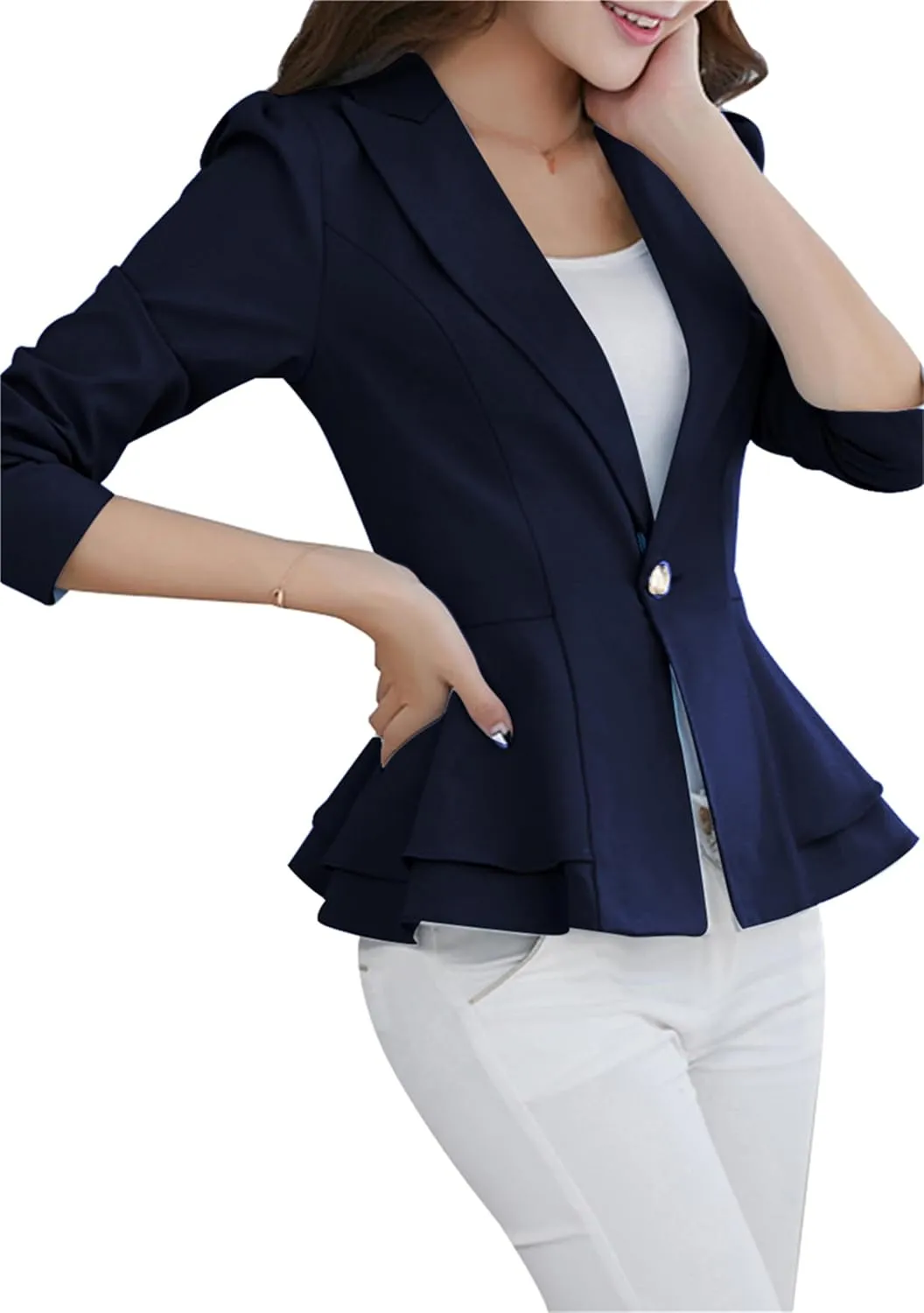Women's Casual Petite Blazers Long Sleeve Solid Color T-Shirt Suit Office Elegant Blazers