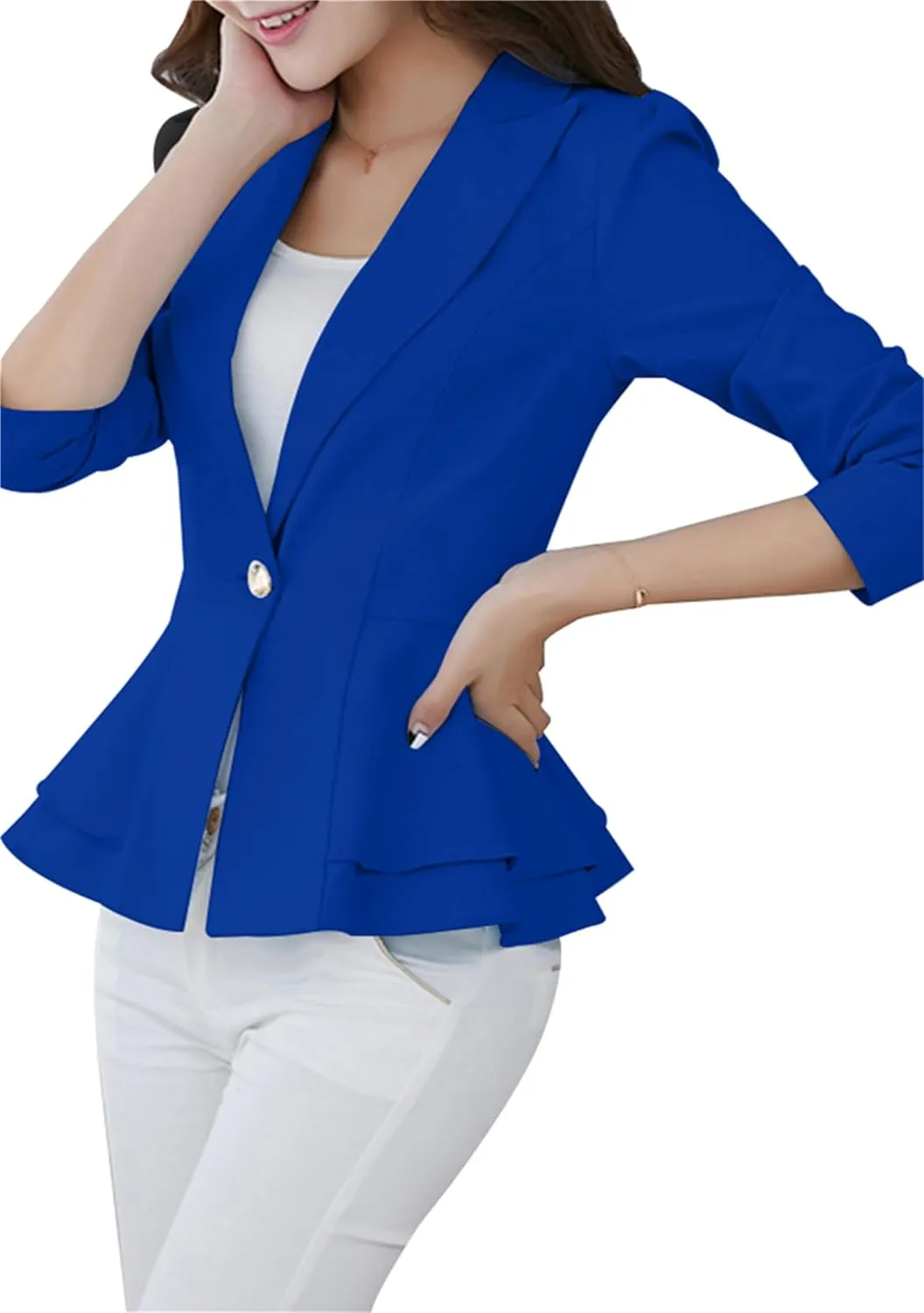 Women's Casual Petite Blazers Long Sleeve Solid Color T-Shirt Suit Office Elegant Blazers