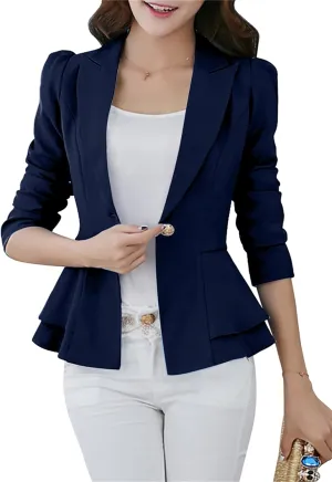 Women's Casual Petite Blazers Long Sleeve Solid Color T-Shirt Suit Office Elegant Blazers