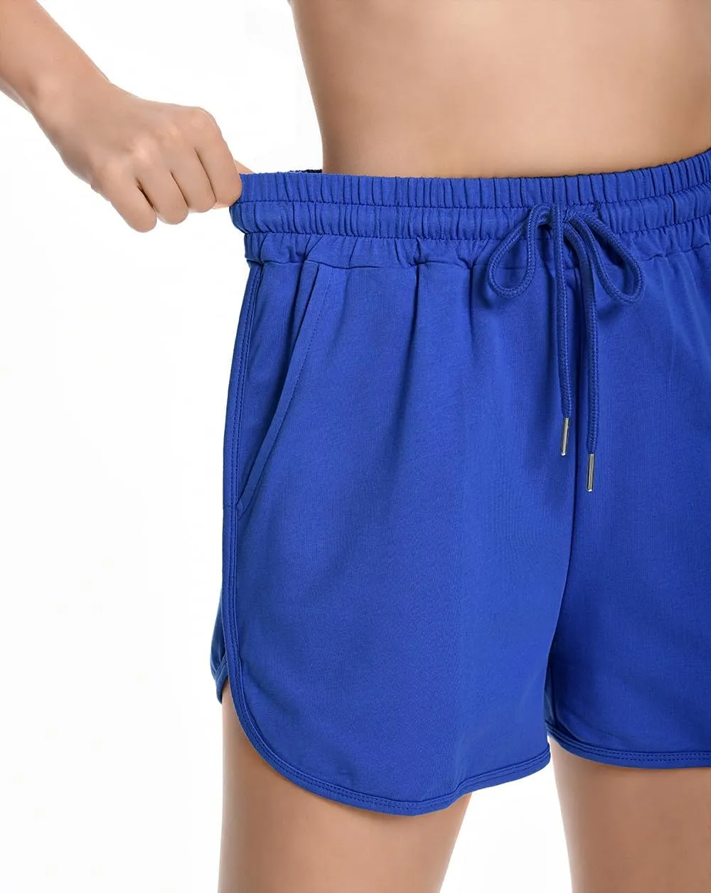 Womens Casual Sweat Shorts Curvy Hem Summer Cotton Lounge Shorts Drawstring Jersey Athletic Workout Shorts with Pockets