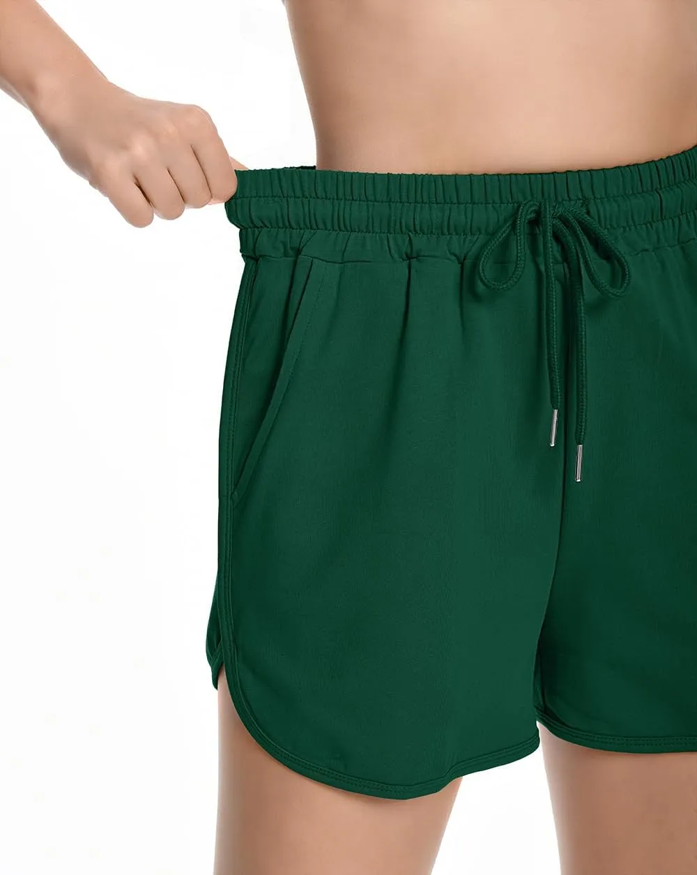 Womens Casual Sweat Shorts Curvy Hem Summer Cotton Lounge Shorts Drawstring Jersey Athletic Workout Shorts with Pockets