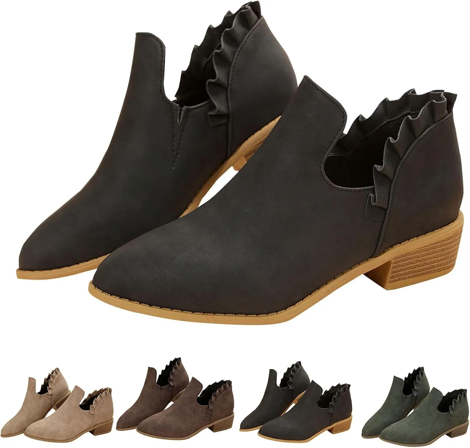 Womens Fall Booties Cow Print Boots for Women White Boots Ankle Ladies Low Heel Womens Booties and Ankle Boots Leather High Heel Ankle Boots for Women Sexy