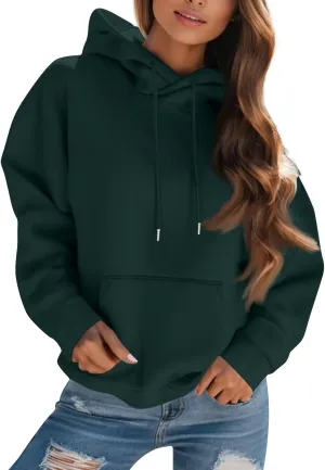 Womens Hoodies Oversized Fleece Hooded Sweatshirt Lightweight Drop Shoulder Trendy Y2K Hoodie Pullover with Pockets