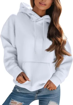 Womens Hoodies Oversized Fleece Hooded Sweatshirt Lightweight Drop Shoulder Trendy Y2K Hoodie Pullover with Pockets