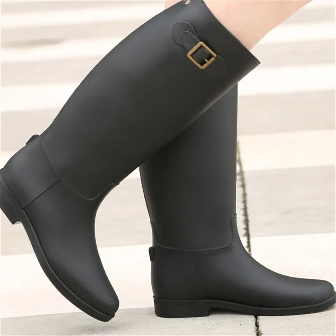 Women's Lady Rain Boots High Tube Warm Water Shoes Waterproof Rubber Shoes Frosted Rain Boots