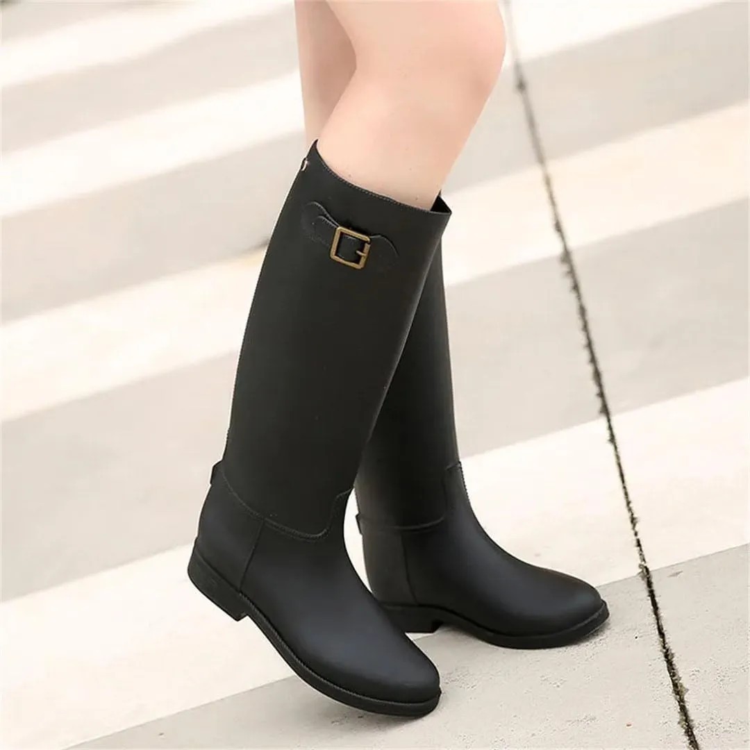 Women's Lady Rain Boots High Tube Warm Water Shoes Waterproof Rubber Shoes Frosted Rain Boots