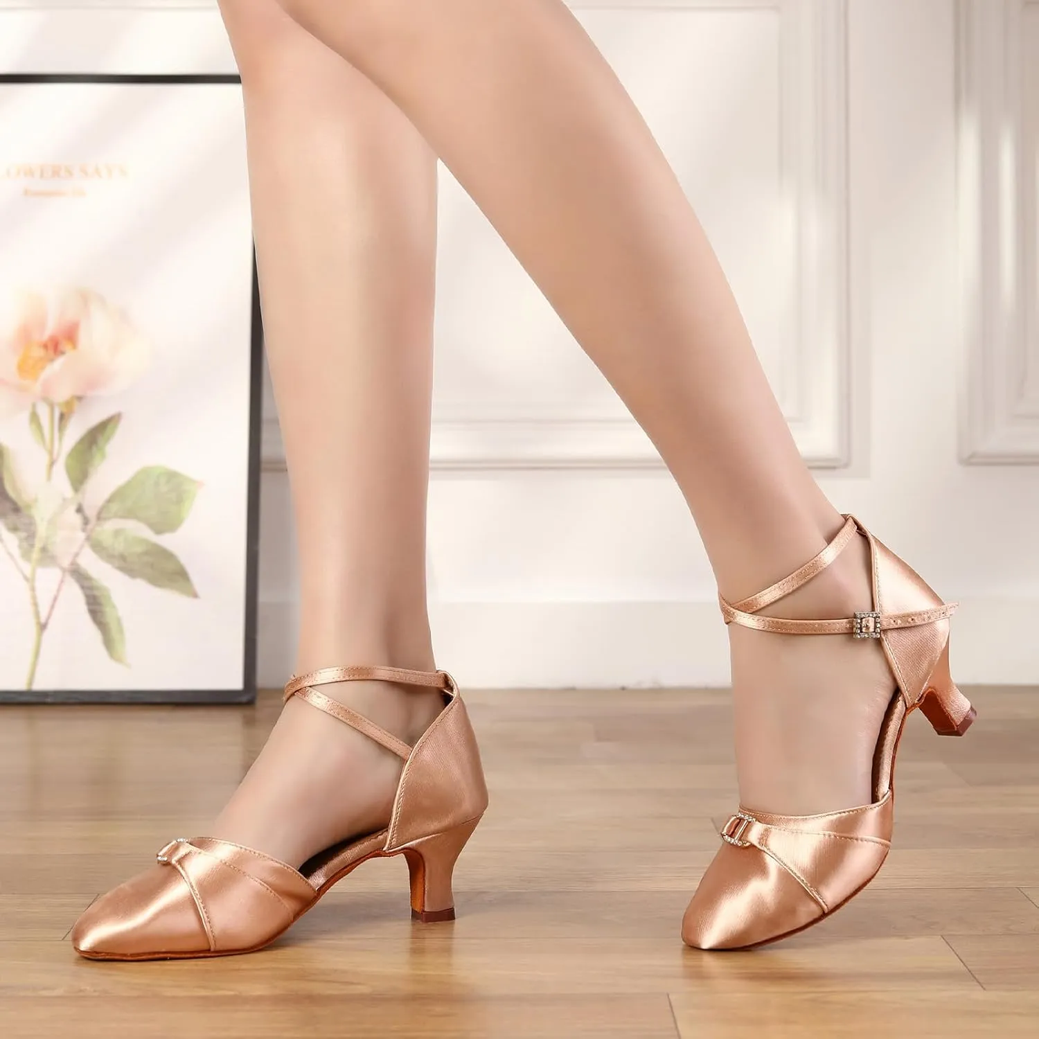 Women's Latin Ballroom Dance Shoes Closed Toe Salsa Performance Social Dancing Practice ShoesShoes
