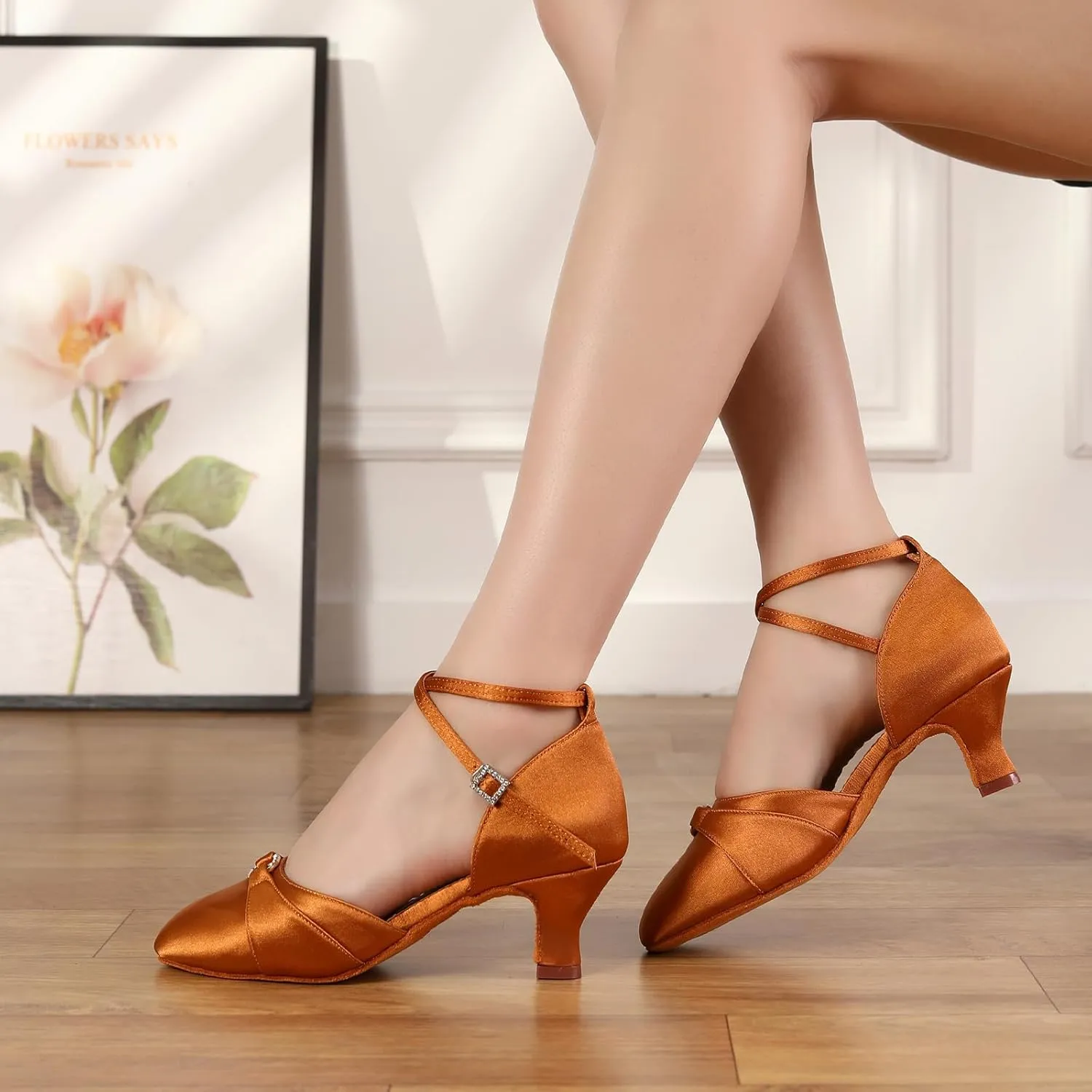 Women's Latin Ballroom Dance Shoes Closed Toe Salsa Performance Social Dancing Practice ShoesShoes