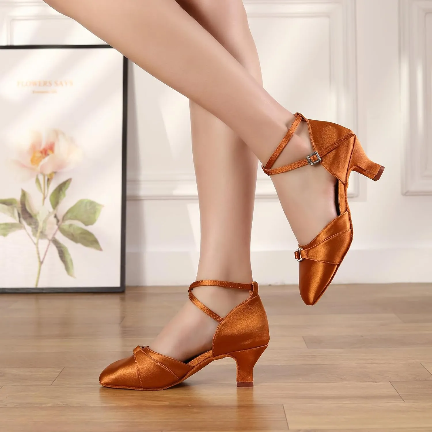 Women's Latin Ballroom Dance Shoes Closed Toe Salsa Performance Social Dancing Practice ShoesShoes